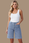 Trendy High Waist Shorts with Relaxed Bermuda Length