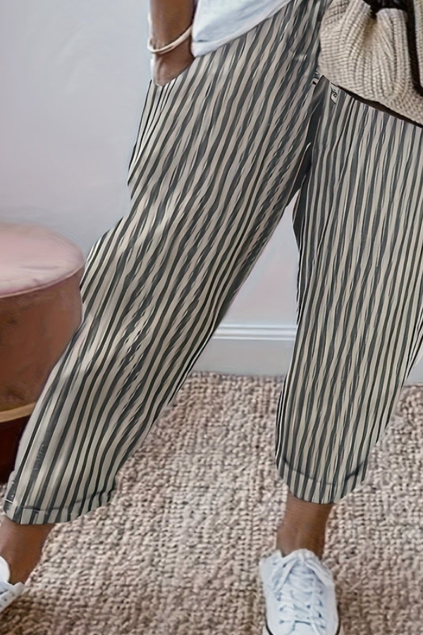 Vacation Cropped Summer Pants Striped