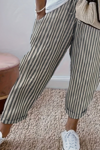Vacation Cropped Summer Pants Striped
