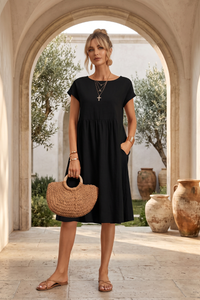 Elegant Side Pocket Midi Dress