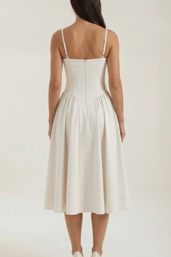 Floral Sweetheart Neck Midi Dress