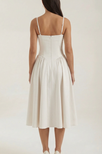 Floral Sweetheart Neck Midi Dress