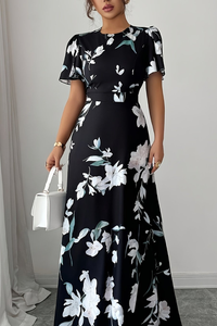 Retro Pleated Midi Dresses Floral