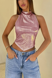 Refined Asymmetrical Halter Top
