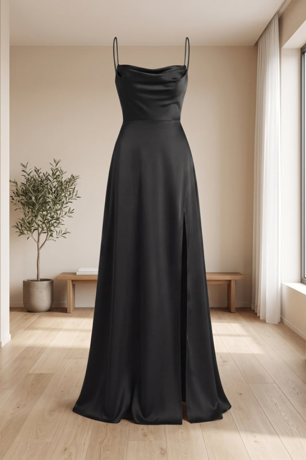 Elegantes Seitenschlitz Lässiges Maxikleid