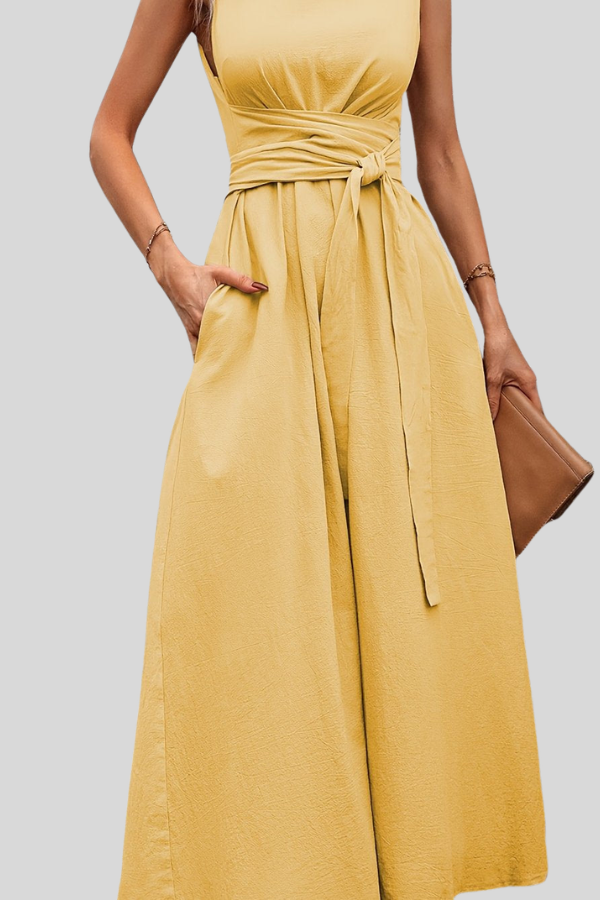 Casual Pleated Halter Neck Midi Dresses