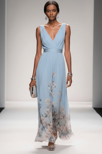 Romantic Floral Chiffon Maxi Dress