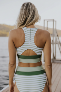 Striped Zip-Back Bikini Set