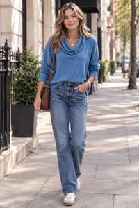 Drape Neck Knit Sweater