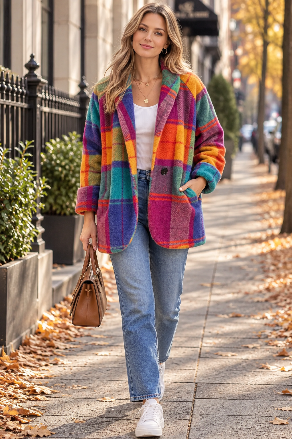 Oversized Plaid Parka With Side Pockets