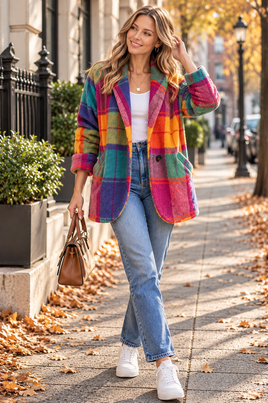 Oversized Plaid Parka With Side Pockets