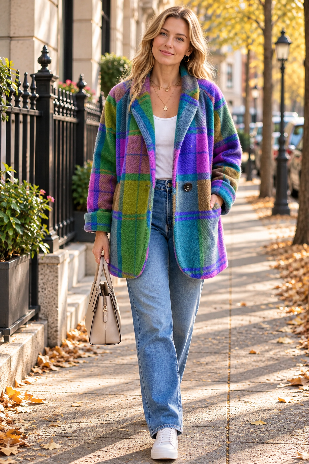 Oversized Plaid Parka With Side Pockets