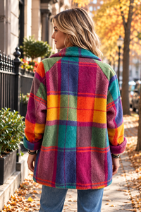 Oversized Plaid Parka With Side Pockets