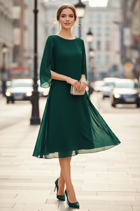 Layered Sleeve Midi Dress