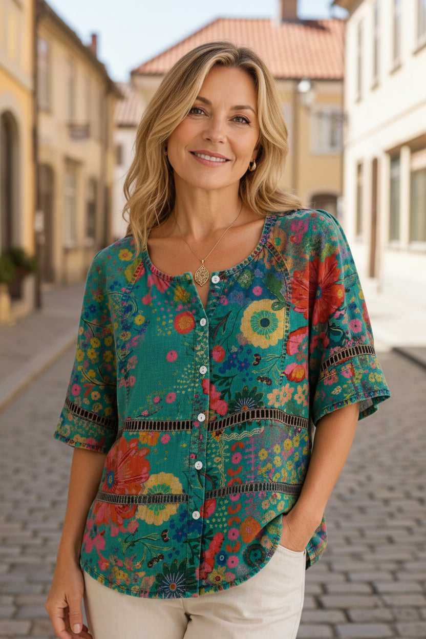 V-Neck Print Top