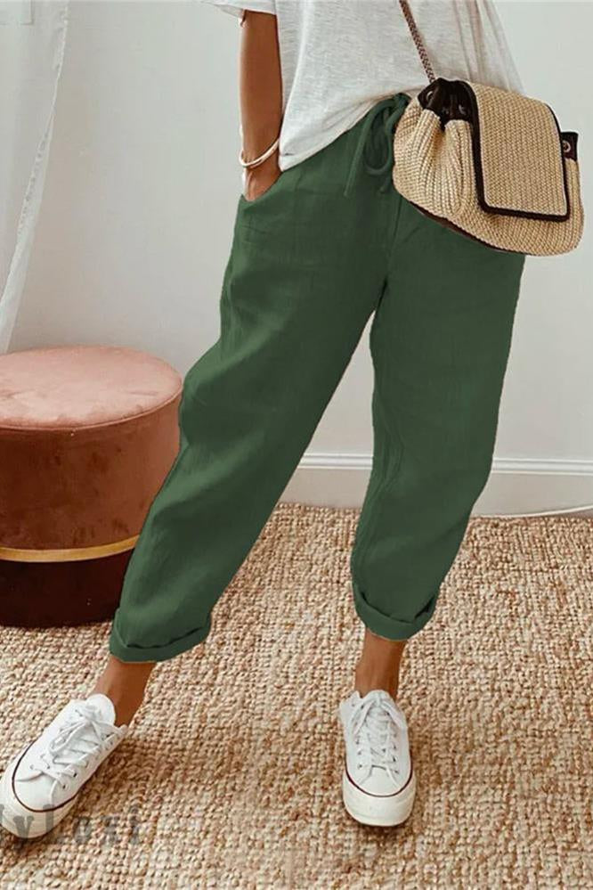 Airy Linen Pants - High Waist Straight Leg Trousers in Cotton-Linen Blend 5