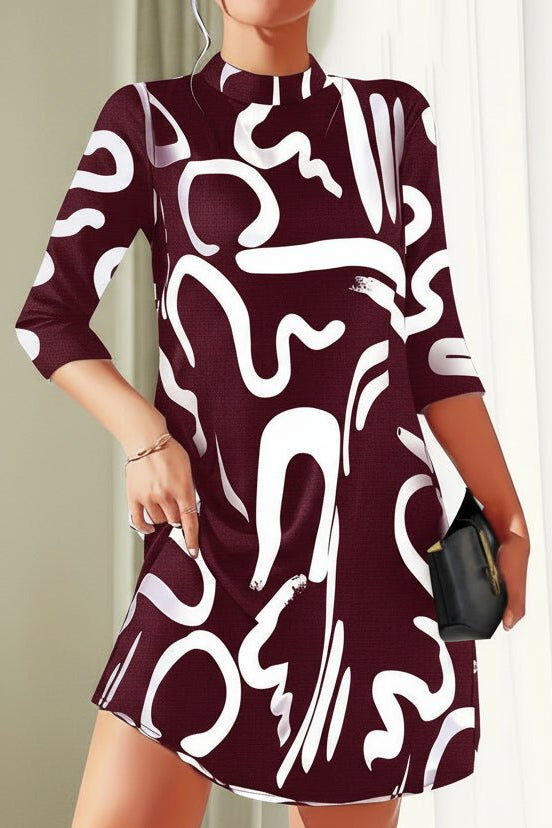 Alanna - Women's Dress with 3/4 Sleeves and Trendy Print for Casual or Dressy Looks 4