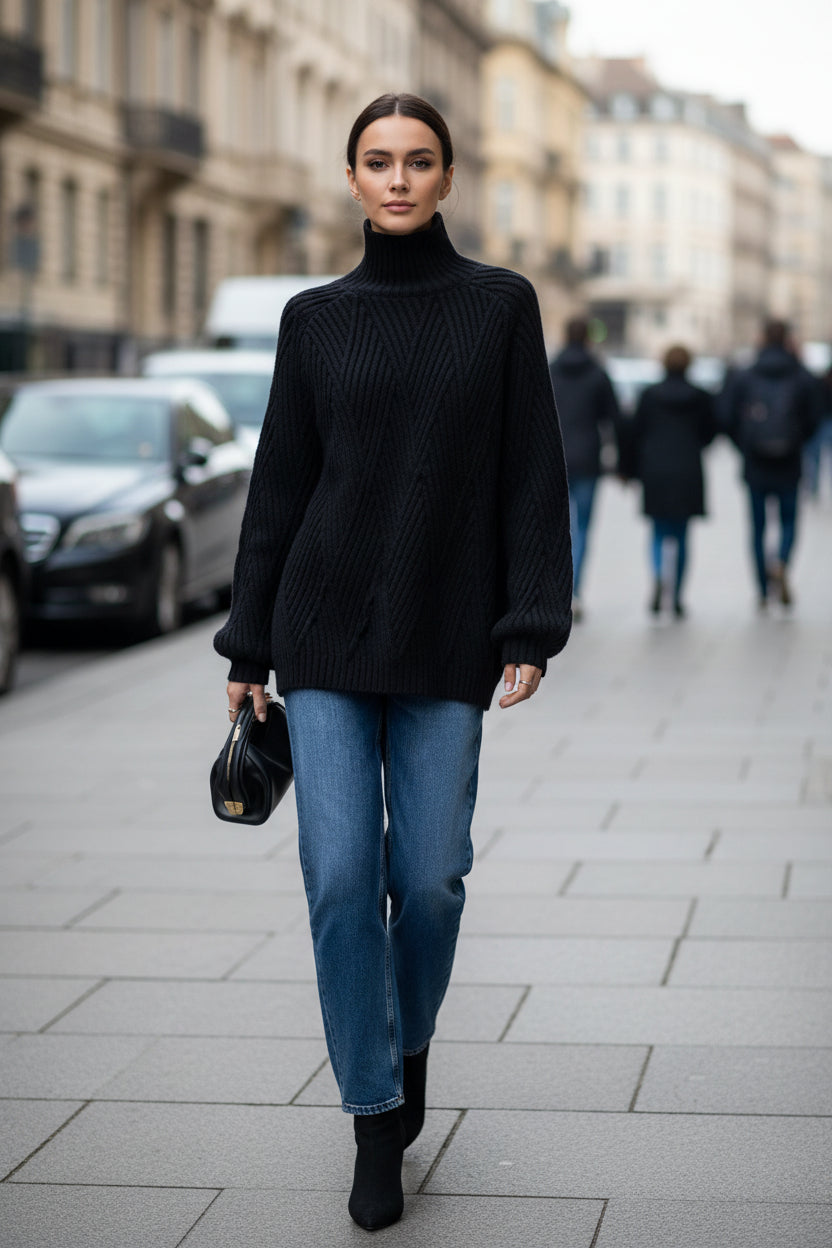 Relaxed Sleeves Turtleneck Sweater