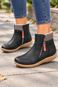 Double-Zip Flat Ankle Boots