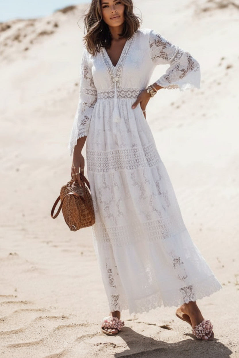 Boho Chic V-Neck Maxi Dress for Effortless Summer Elegance 1