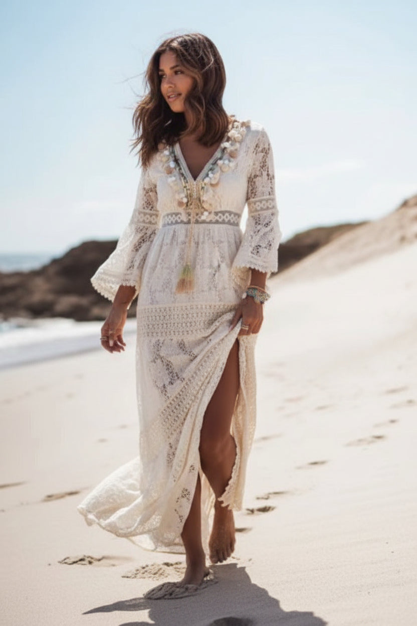 Boho Chic V-Neck Maxi Dress for Effortless Summer Elegance 2