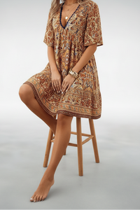 Boho Paisley Mini Dress in Lightweight Fabric for Summer Elegance 7