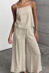 Breathable Linen Cami and Drawstring Pants Set for Effortless Style 0