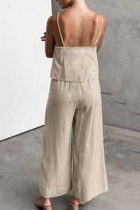 Breathable Linen Cami and Drawstring Pants Set for Effortless Style 1