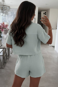 Breathable Linen Summer Collar Top and Shorts Set 1
