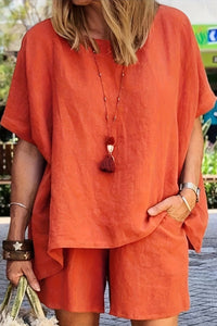 Breezy Linen Top and Shorts Set for Effortless Style 0