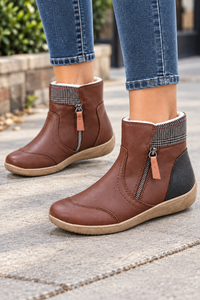 Double-Zip Flat Ankle Boots