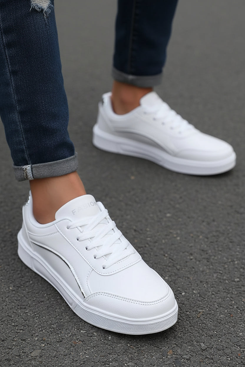 Casual Leather Platform Sneakers for Men - Comfortable Slip-On Skate Shoes 7