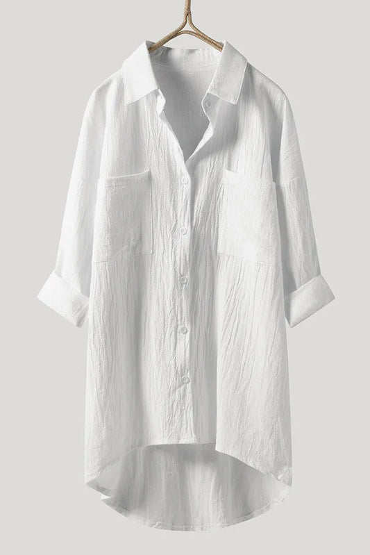 Casual Oversized Cotton Blouse for Effortless Style 0