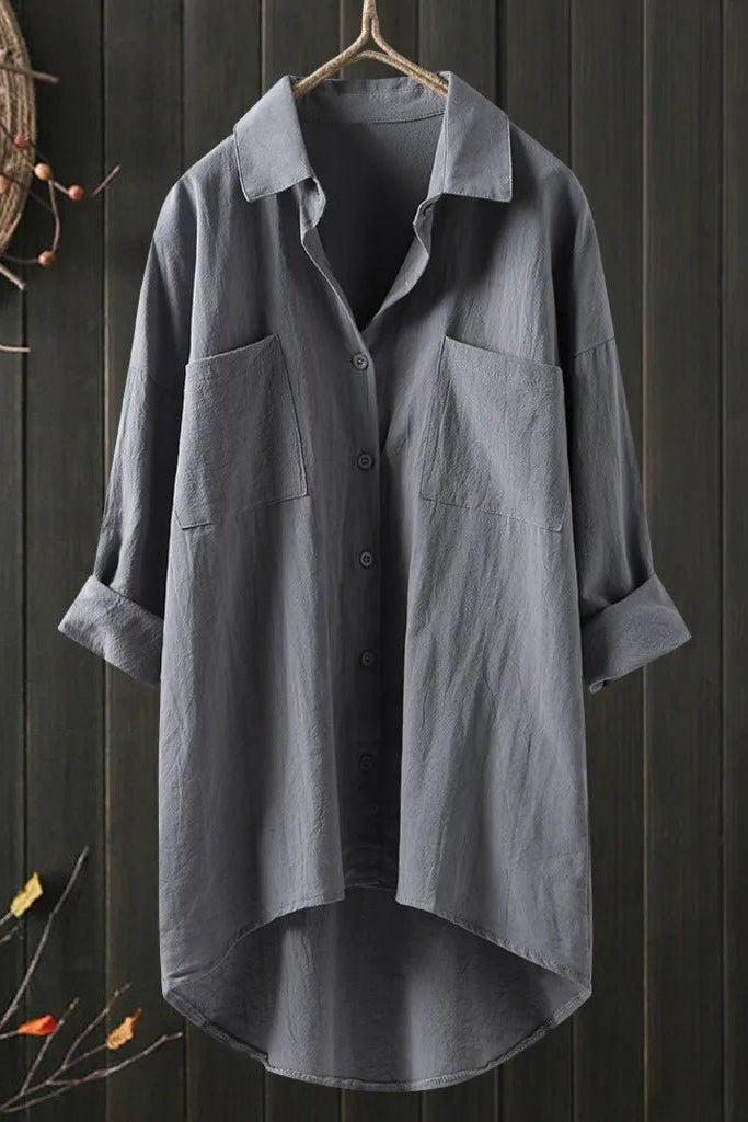 Casual Oversized Cotton Blouse for Effortless Style 5