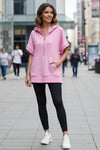 Casual Short Sleeve Hoodie with Half Zip and Pockets for Everyday Comfort 0