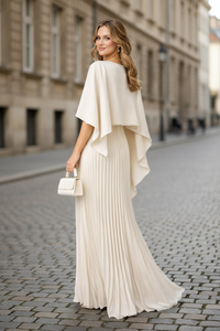 Graceful Pleated High Neck Maxi Dress