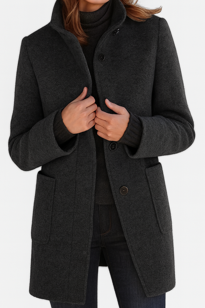 Elegant Button Front Longline Collared Coat