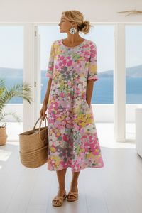 Floral bedrucktes Midikleid für mühelose Sommertage