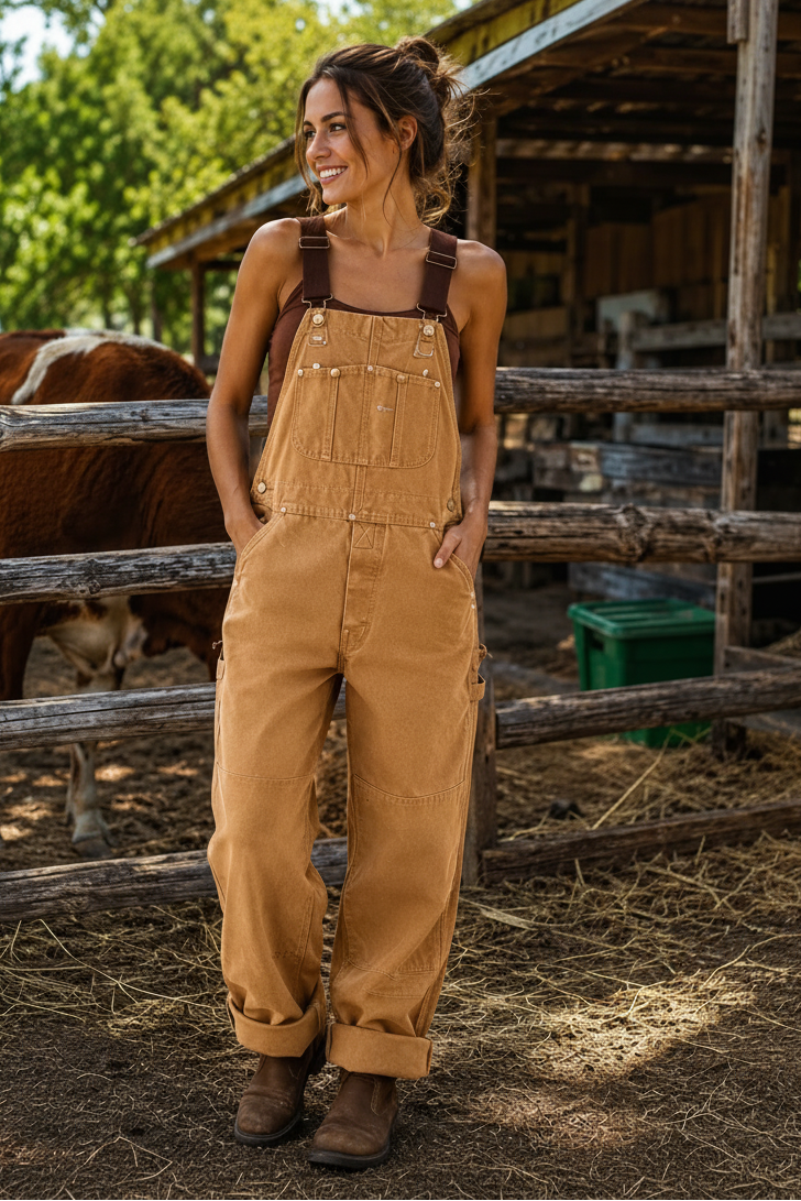 Latzhose im Vintage-Stil mit verstellbaren Trägern