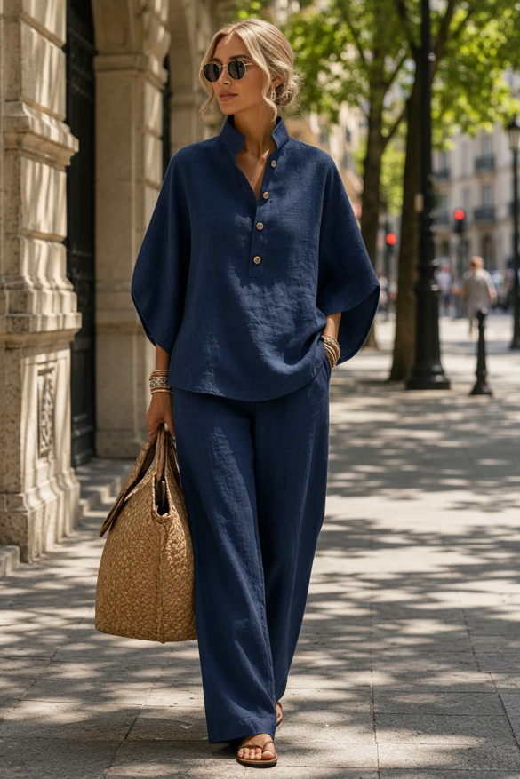 Breezy Two-Piece Set with Wide-Leg Trousers