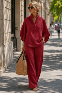 Breezy Two-Piece Set with Wide-Leg Trousers