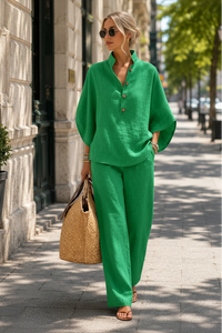 Breezy Two-Piece Set with Wide-Leg Trousers