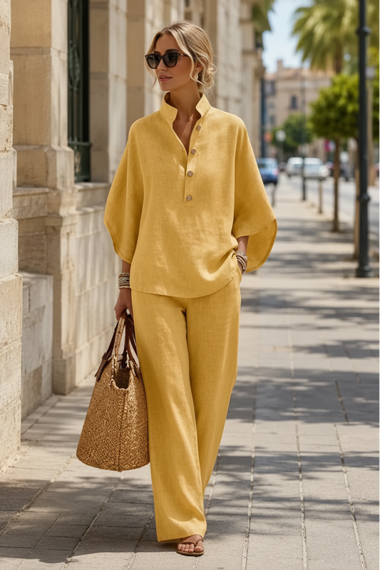 Breezy Two-Piece Set with Wide-Leg Trousers