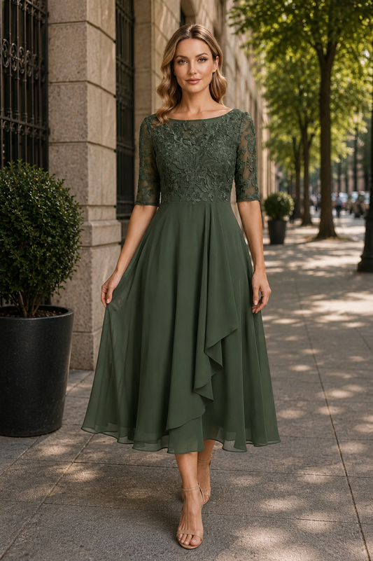 High Waist Flared Midi Dress