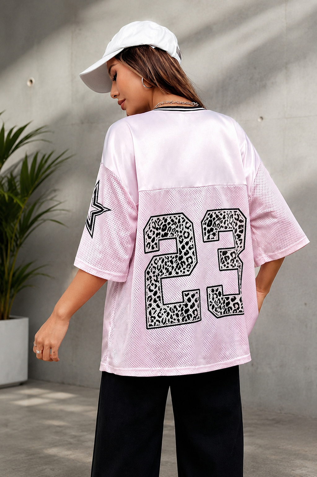 Oversized Animal Print V-Neck Top