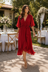 Occasion Ready Midi Dress with Elegant Waist Detail