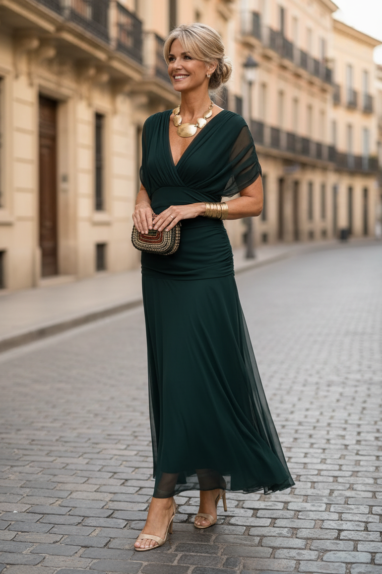 Elegant V-Neck Maxi Dress
