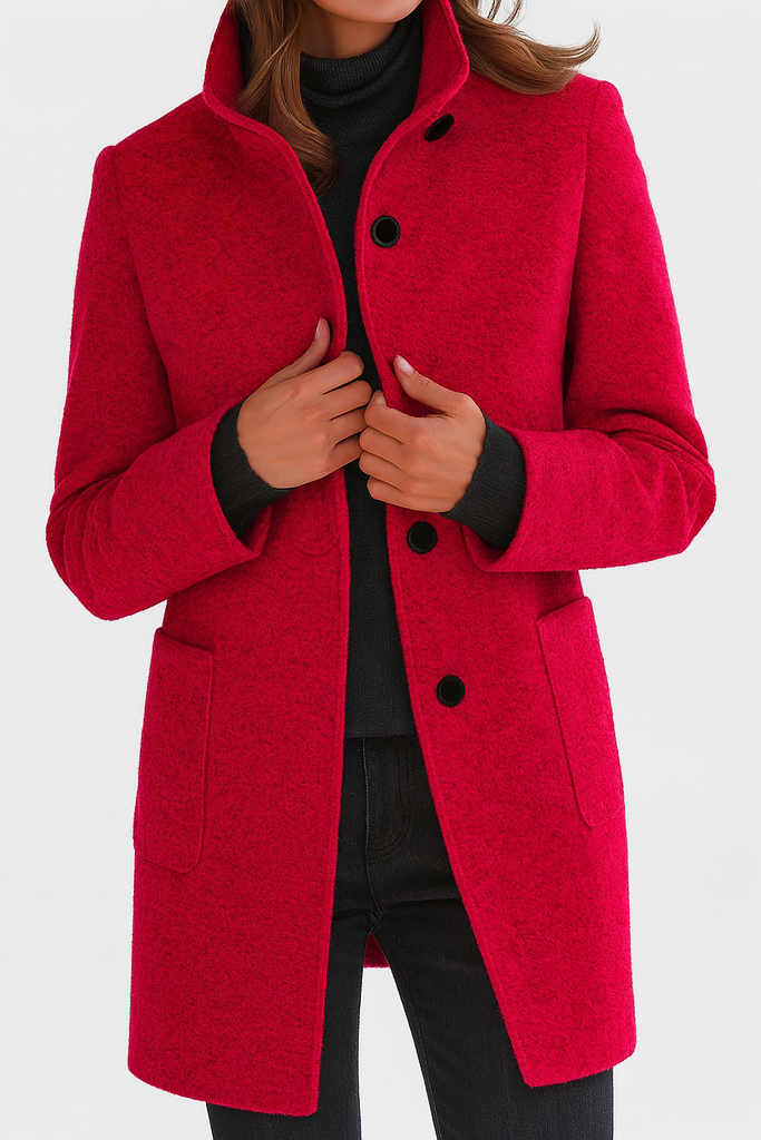 Elegant Button Front Longline Collared Coat
