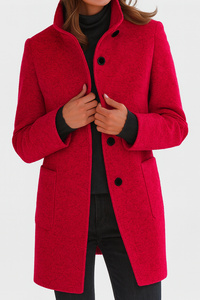 Elegant Button Front Longline Collared Coat