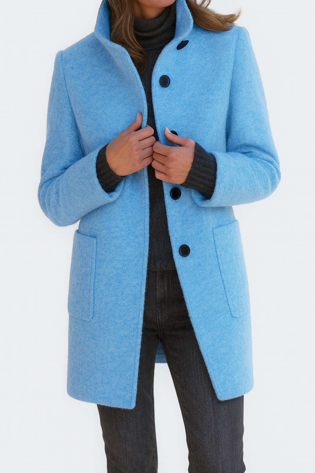 Elegant Button Front Longline Collared Coat